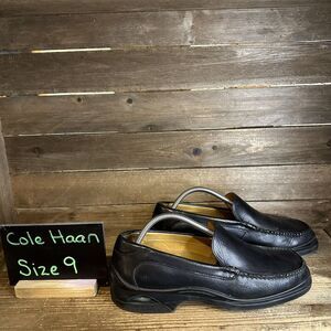 Mens‎ Cole Haan Air Black Leather Casual Comfort Slip On Loafers Size 9 M GUC